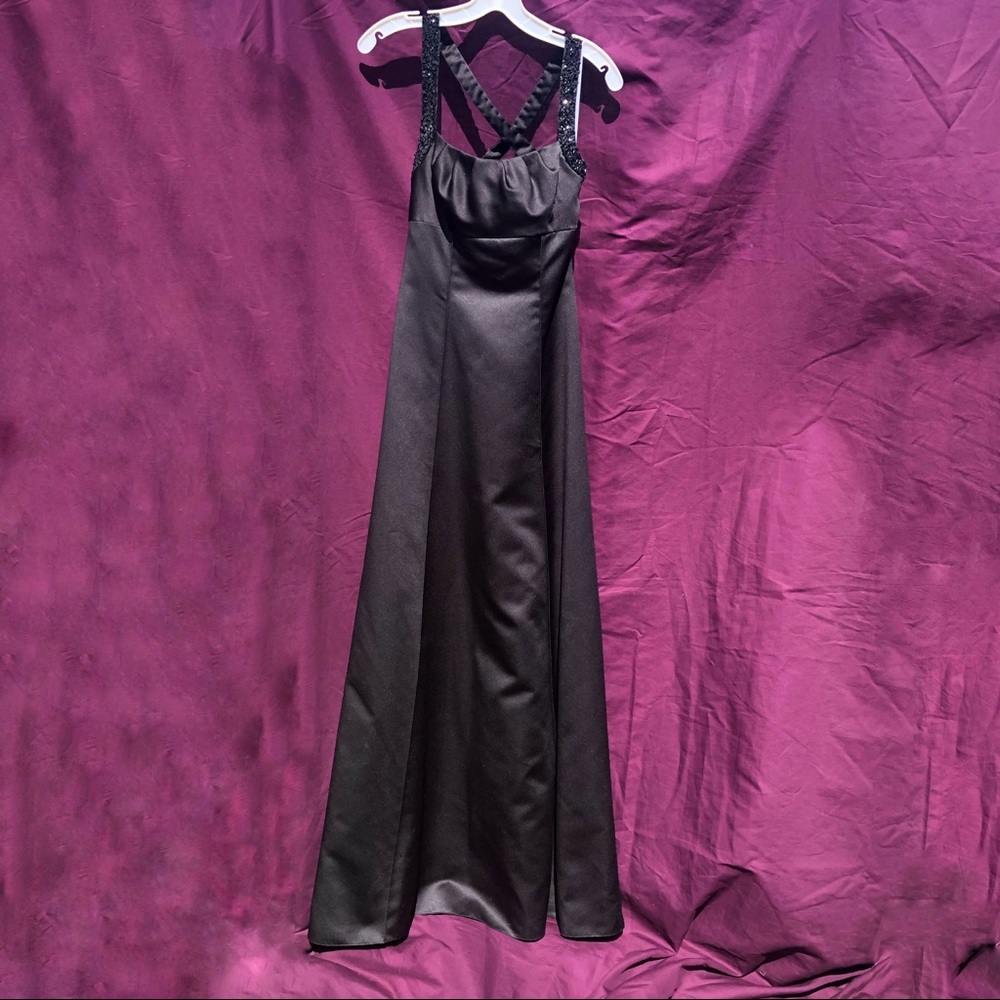 David’s Bridal Satin Beaded Xback Bridesmaid Dress